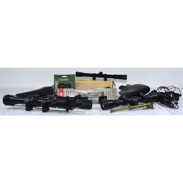 Box Lot Scopes Misc. Items  & Holsters 