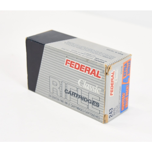 24 Rounds Federal Classic 243 Win. 100gr. Hi-shok SP Ammunition
