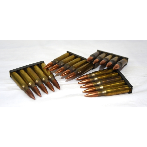 20 Rounds 7.62 NATO (308 Win) F.M.J. Ammunition In Stripper Clips