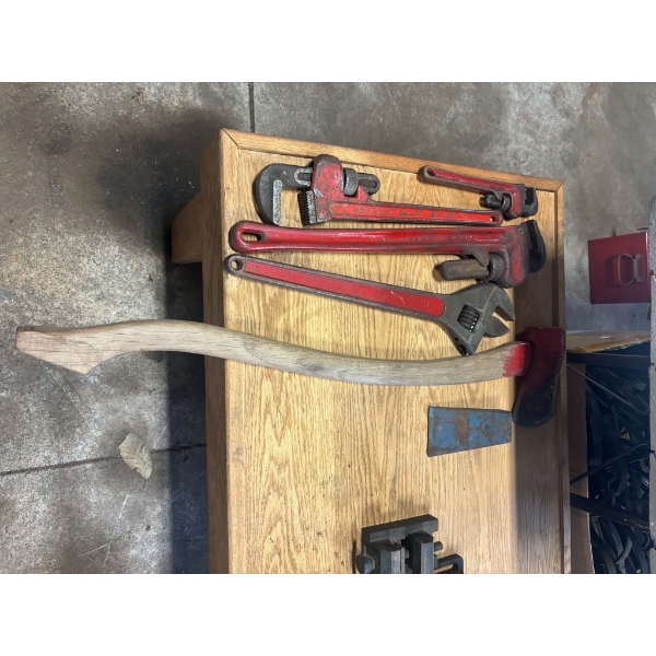 Assorted Heavy-Duty Wrenches, Axe & Wedge 