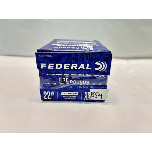 Approx. 450 Rounds Federal 22 LR 36gr H.P. Hi Vel Ammunition