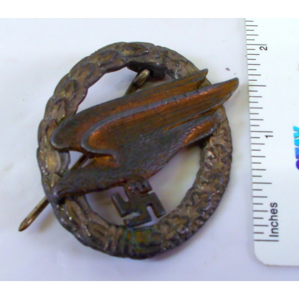 German WWII Luftwaffe Paratrooper Fallschirmjager Badge