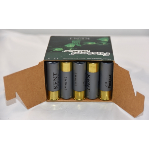 25 Rounds Kent Fasteel 12 Gauge 3" #3 Shot Ammunition