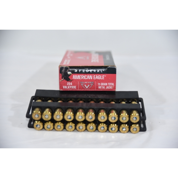 20 Rounds American Eagle 224 Valkyrie 75gr TMJ Ammunition 