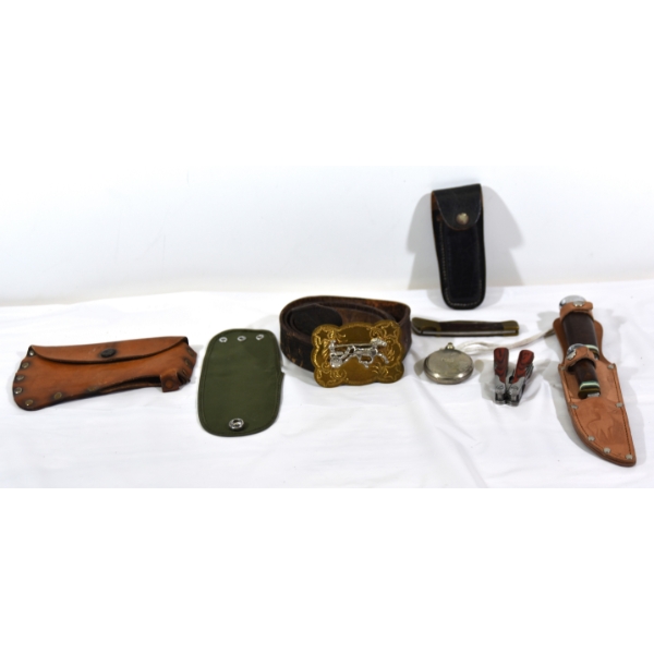 Box Lot Knives & Belt