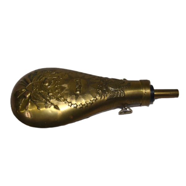 Large Brass Powder Flask Early Reproduction