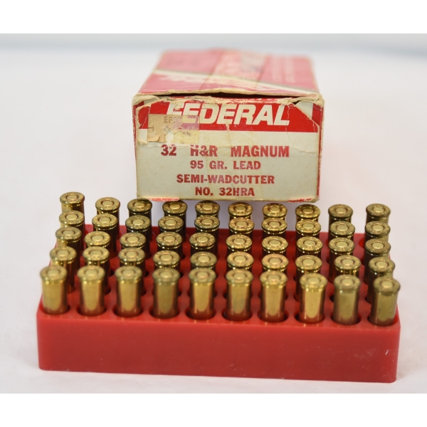 50 Rds. Federal 32 H&R Magnum 95gr Lead Semi Wadcutter Ammunition 