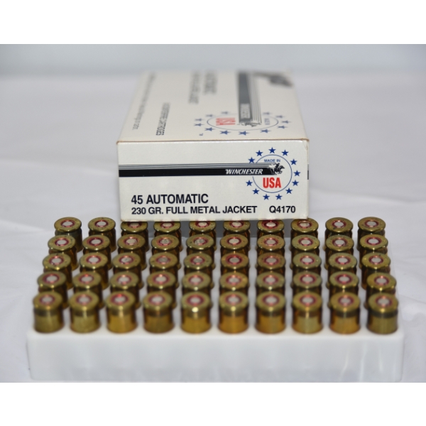 50 Rounds Winchester USA .45 ACP 230Grain FMJ Caliber Ammunition