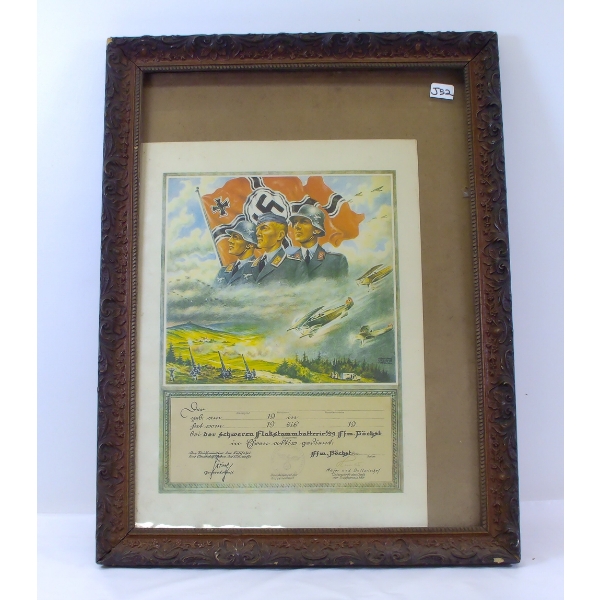 WW II German Luftwaffe Pictorial Service Certificate