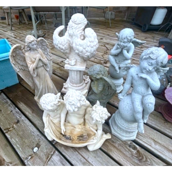 6 Assorted Angel Garden Sculptures 