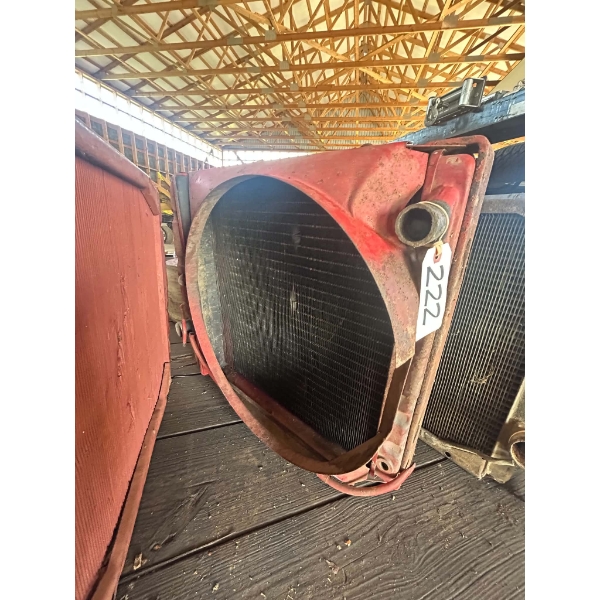 Vintage Red Tractor Radiator w/ Fan Shroud