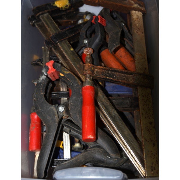 Box Lot Various Sized Clamps