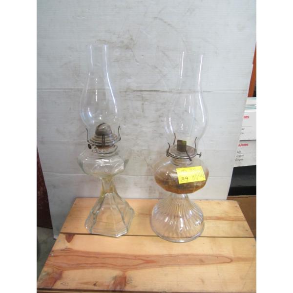 2 OIL LANTERNS W/CHIMNEYS