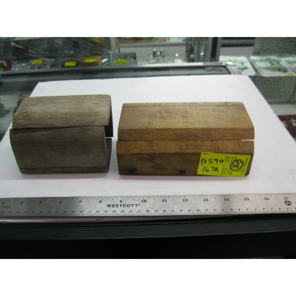 2 WOODEN BUTTER BLOCK PRESSES