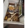 Image 2 : BOX OF MISC: FRAMED PHOTOS, CANDLE HOLDERS, UTENSILS, BOOK, ETC.