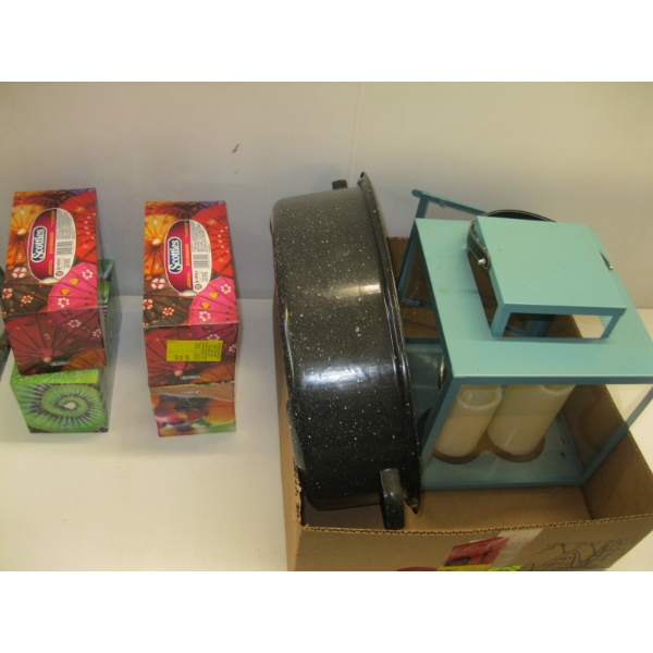 MISC. CANDLEHOLDER, ROASTING PAN & TISSUES