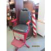 Image 1 : ANTIQUE BARBER CHAIR & WOODEN BARBER POLE