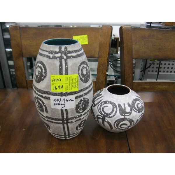 2 WEST GERMAN MCM POTTERY VASES
