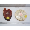 Image 1 : BURL WOOD CLOCK & A THERMOMETER