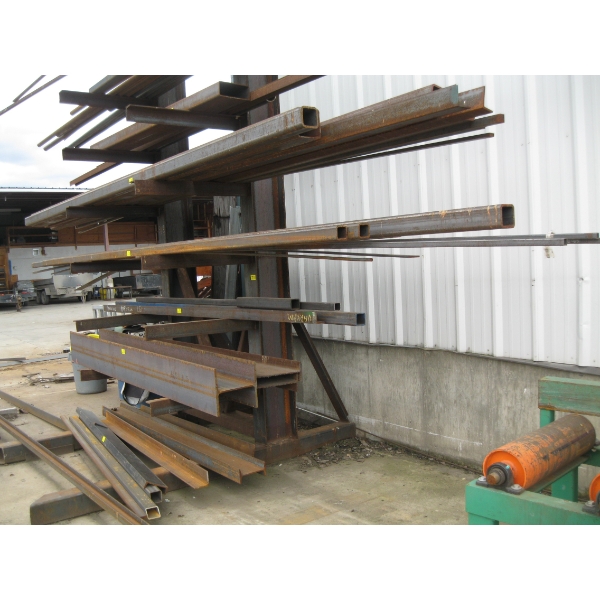 5 SHELVES OF STEEL, TUBING, IBEAM, ANGLE IRON
