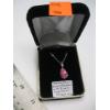 Image 2 : LADIES .925 SILVER NECKLACE W/PINK & CLEAR STONES, 18" CHAIN