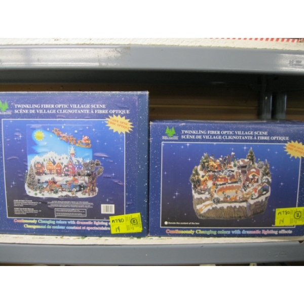 2 TWINKLING FIBEROPTIC VILLAGE SCENES