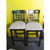 Image 1 : 2 WOODEN BAR STOOLS W/PADDED TOPS