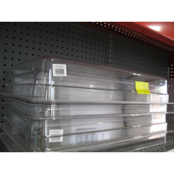 4 PLASTIC FOOD PANS - 4" DEEP, FULL SIZE