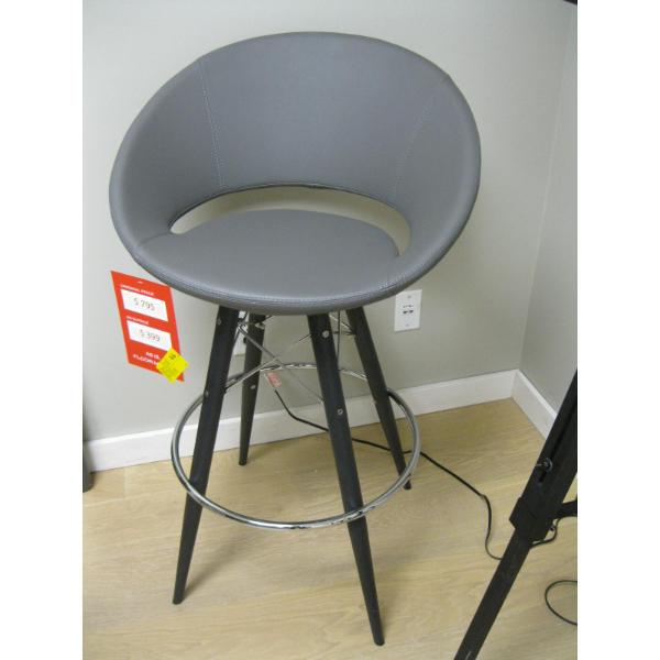 GREY LEATHER TOPPED STOOL