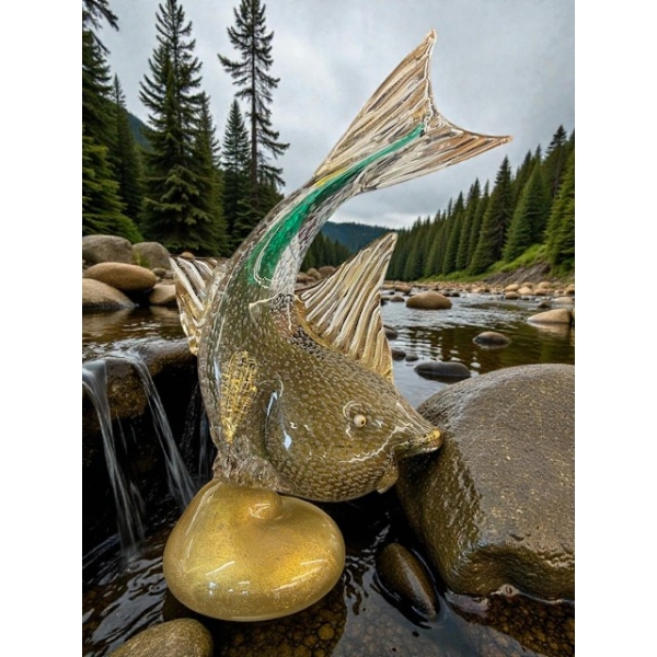 EXQUISITE MCM COLORFUL GLASS FISH PIECE