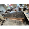 Image 1 : LG. MARBLE TOP WOOD FRAME DINING TABLE, 7'X40"