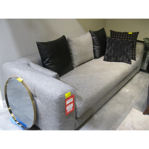 GREY SOFA W/5 PILLOWS (3 GREY/2 BLACK)