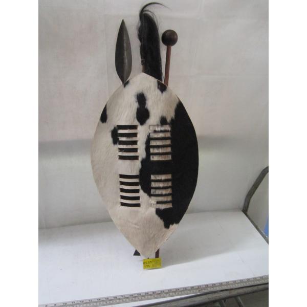 DECORATIVE AFRICAN DISPLAY SHIELD, SPEAR, ETC.