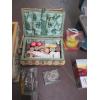 Image 2 : SEWING BASKET W/MISC. CONTENTS & A BLUE SUITCASE W/CONTENTS