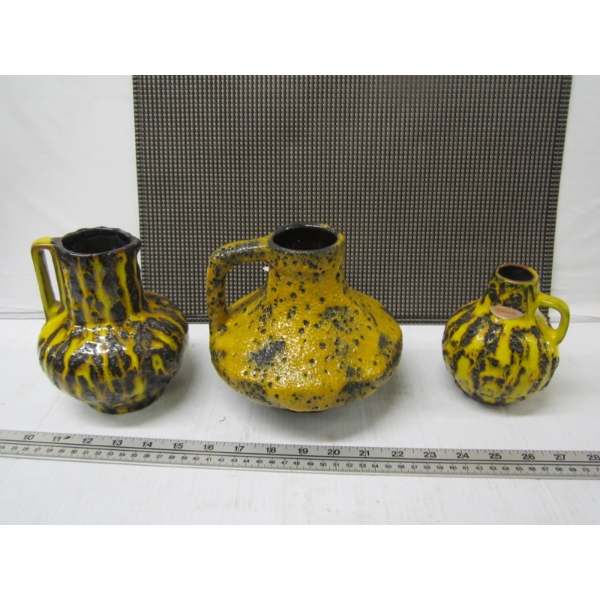 3 PIECES OF WEST GERMAN MCM FAT LAVA POTTERY
