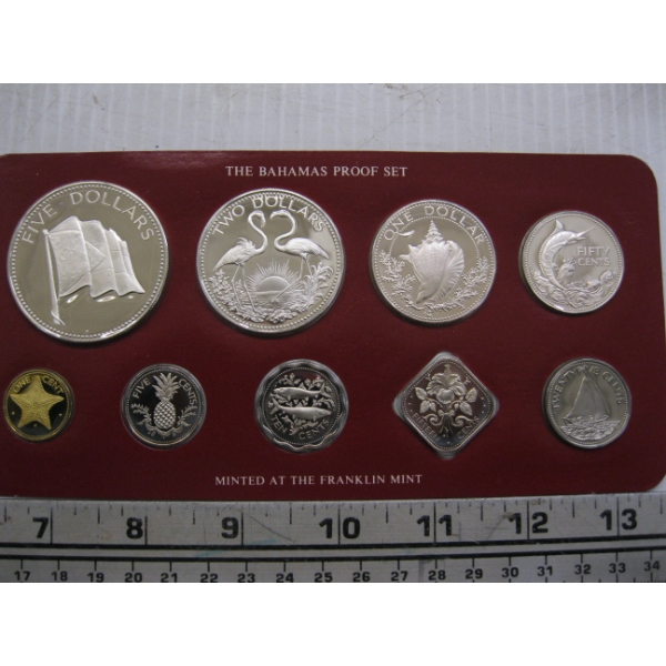1978 PROOF COIN SET OF COMMONWEALTH OF THE BAHAMAS - SOME COINS STERLING SILVER & .800 FINE SILVER