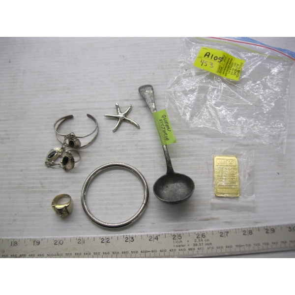 COLLECTION OF MISC. ITEMS - BRACELETS, RING, SPOON, ETC.