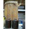 Image 3 : 4 SMALL CROCKERY ITEMS, LIQUOR CONTAINERS, WOOD DRUM CONTAINER