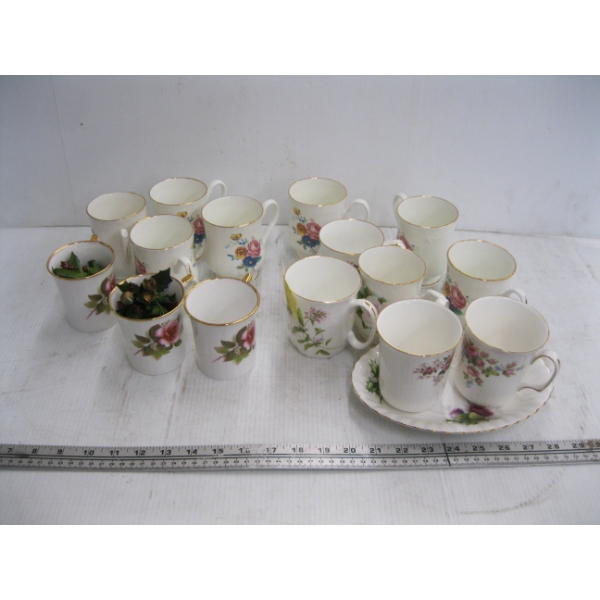 CHINA MUGS & A DISH