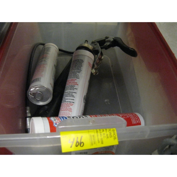 BIN W/GREASE GUN & 3 TUBES OF GREASE