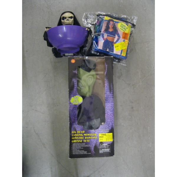 ASST. HALLOWEEN ITEMS: DANCING MONSTER, CHILDREN'S COSTUME, ETC.