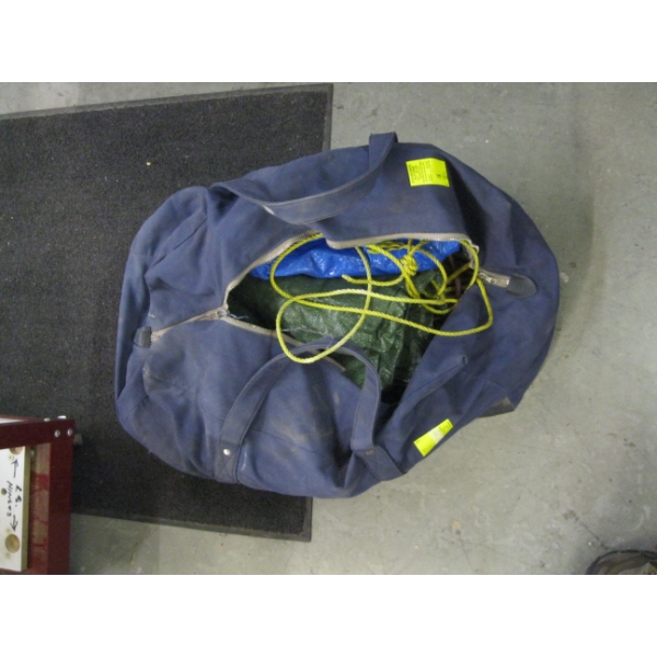 BAG W/TARPS, EXTENSION CORDS, ETC.