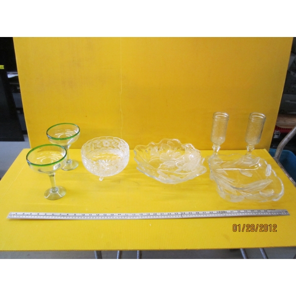 GLASSWARE, BOWLS, ETC.