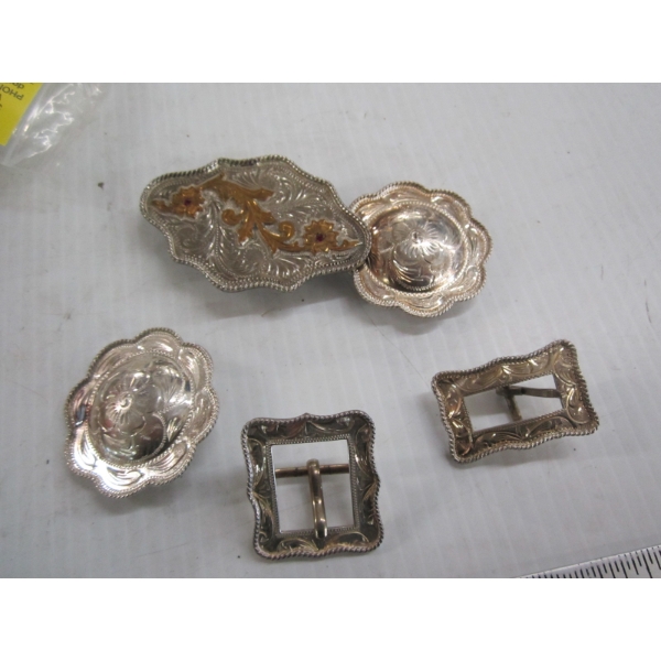 SM. BAG OF NAVAJO BELT PIECES - 3 MARKED