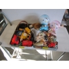 Image 1 : 2 BOXES OF MISC. TOYS, BELTS, M&M FIGURINE, ETC.