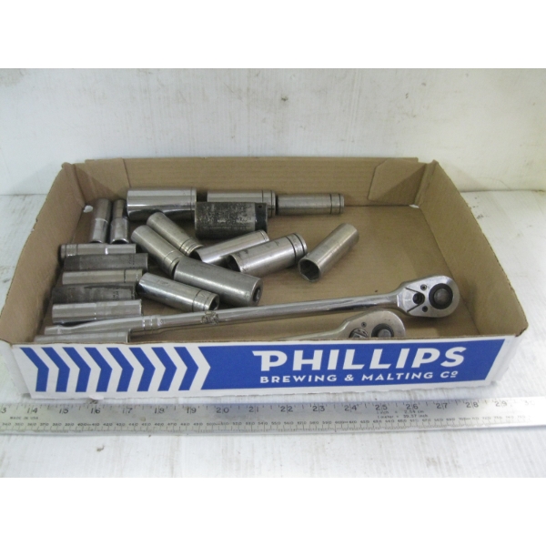 2 - 1/2" DRIVE RATCHET & ASST. DEEP SOCKETS