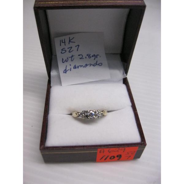 14KT DIAMOND RING, 2.8G, SZ 7