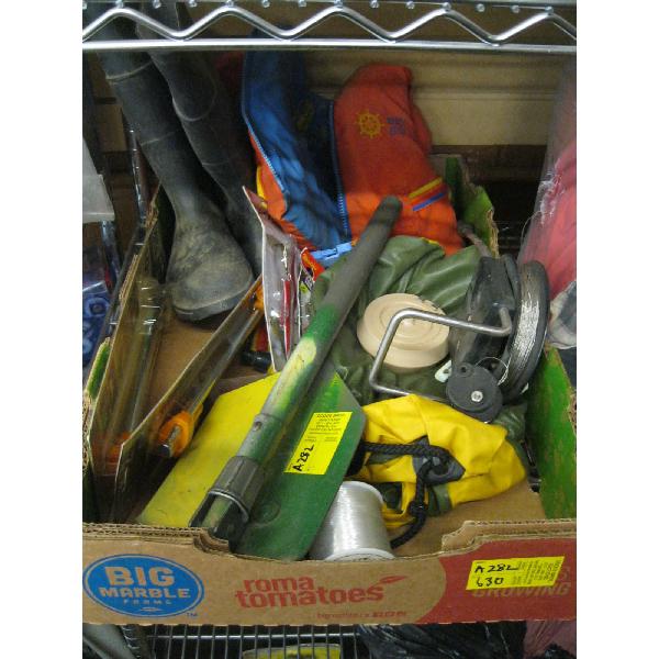 MISC. DOWNRIGGER, SHOVEL, LIFEJACKET, ETC.