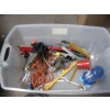 Image 2 : LG. BIN OF MISC. WATER FILTER, HOSE, VALVE, SPRINKLER, RV EXTENSION CORD,  ETC.