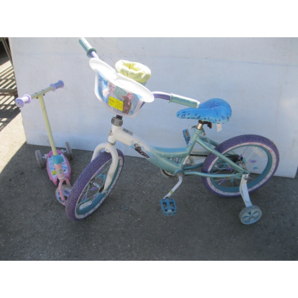 KIDS SCOOTER & BIKE W/TRAINING WHEELS